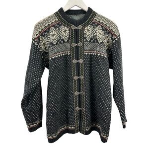 Squaw Valley Cardigan Sweater Women’s Size S Pure Wool Fair Isle Christmas